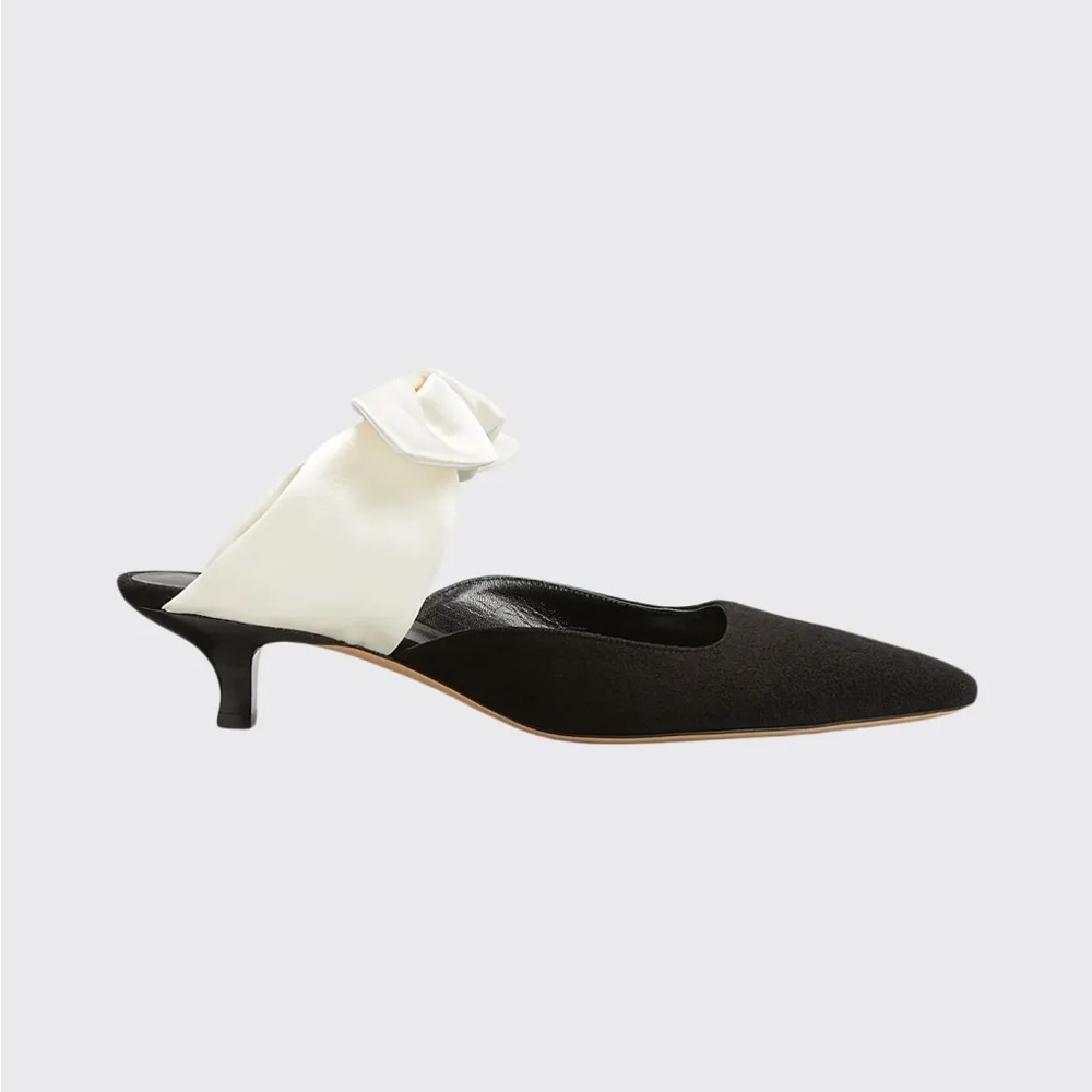 The Row Coco Satin and Suede Mules